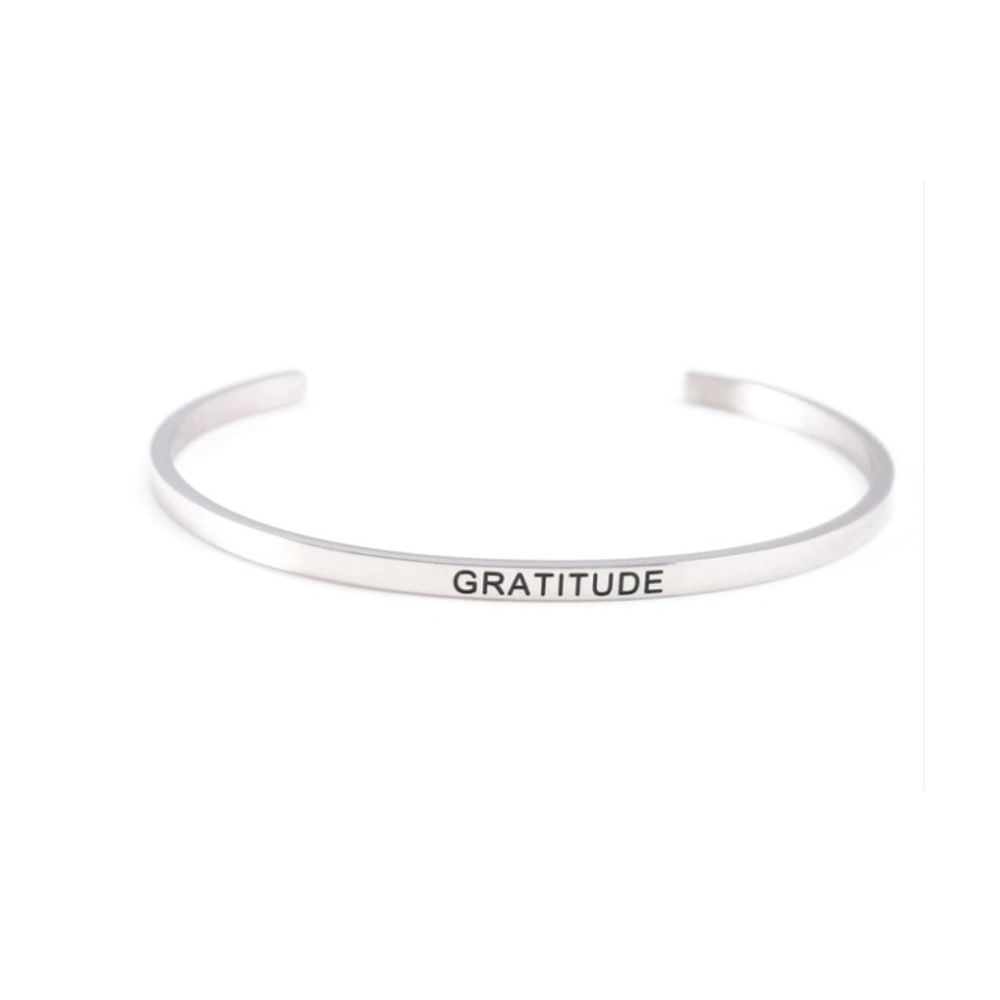 Cuff Bracelet Gratitude Stainless Steel